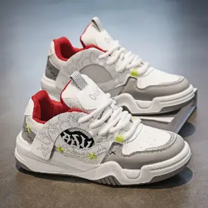 Men's Trendy Thick Sole Skate Shoes - Breathable, Non-Slip Rubber Sole with Lace-Up Design for Outdoor Activities