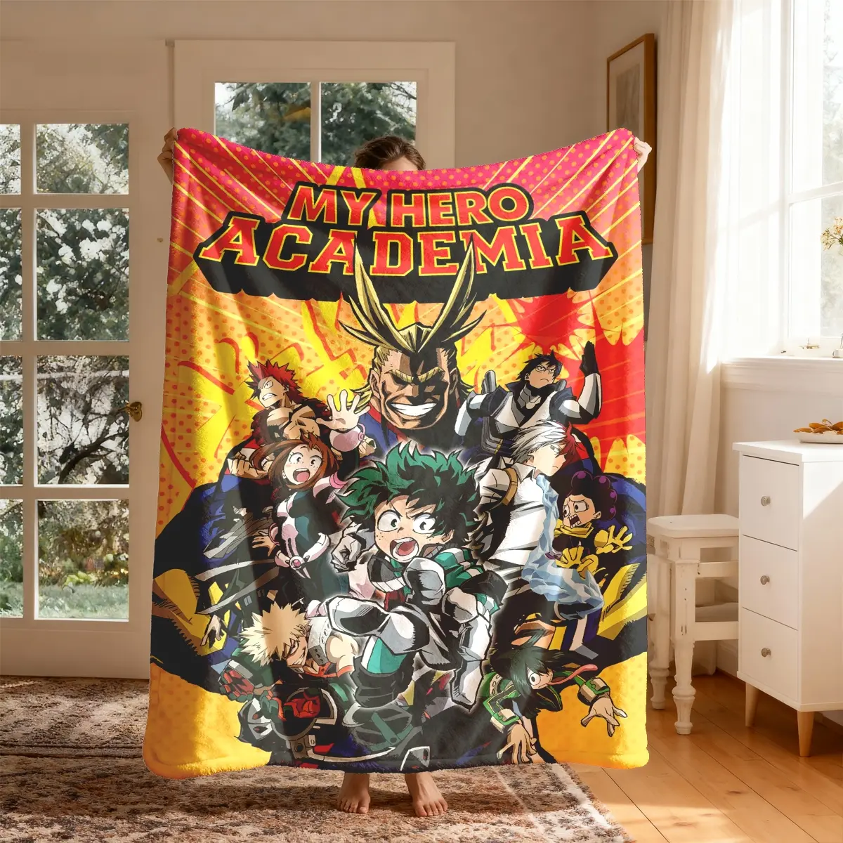 My Hero Academia Characters, Large Size, Soft Lightweight Warm, Perfect for Bed Sofa Office Camping Travel Christmas Gift, Blanket Gifts, Soft Comfy Figure Print Blanket, Soft Cozy Blanket, Soft Blankets
