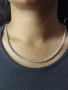 14Kt White Gold 10.06 Ct 17 inch Genuine Natural Diamond Tennis Necklace