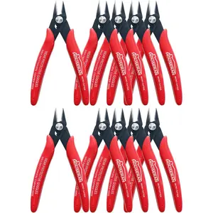 170 Wire Cutters, 10 PACK, 5 Inch Flush, Wire Cutters Loaded Cutting Pliers, Side Cutters, Diagoanl Cutters for Jewelry, Models, Zip Ties Wire