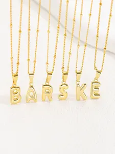 1pc Fashionable Creative Elegant Bubble A-Z English Letter Necklace, Gold Color Necklace, Women's Casual Wear Personalized Necklace, Clavicle Chain