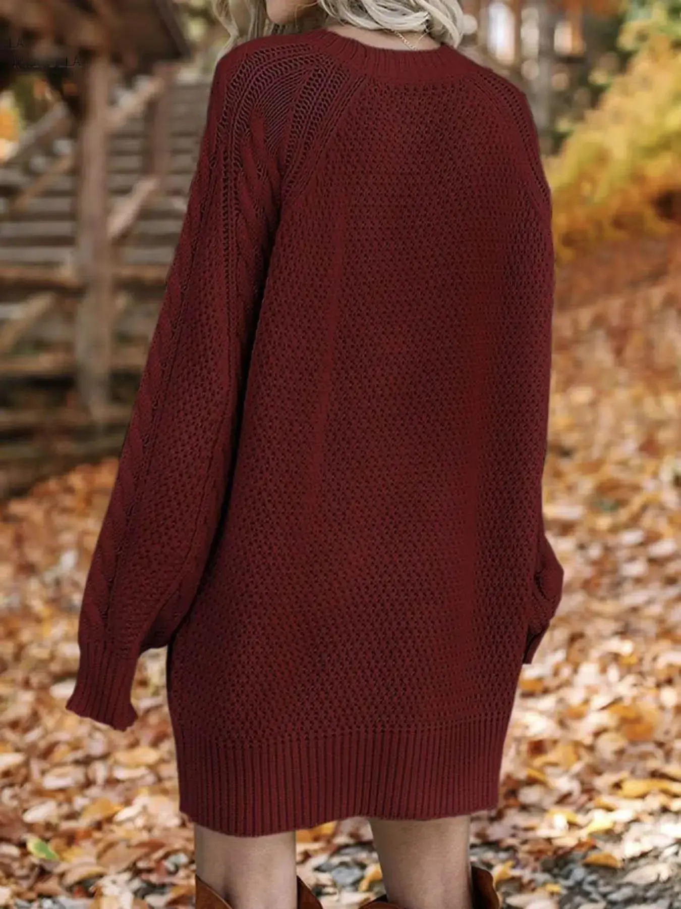 Women's Plain Raglan Sleeve Cable Knit Sweater Dress, Casual Long Sleeve Round Neck Jumper Dress for Fall & Winter, Dresses for Women, Women's Knitwear Womenswear  Knit Dress for Daily Wear Valentine's Day, gift