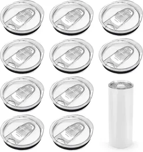 Joyclub 10 Pack 20 oz Skinny Tumbler Replacement Lids Fit for 20oz Sublimation Tumblers Splash Resistant Acrylic Sliding Covers Straw Friendly Daily Use DIY Decor (Clear)