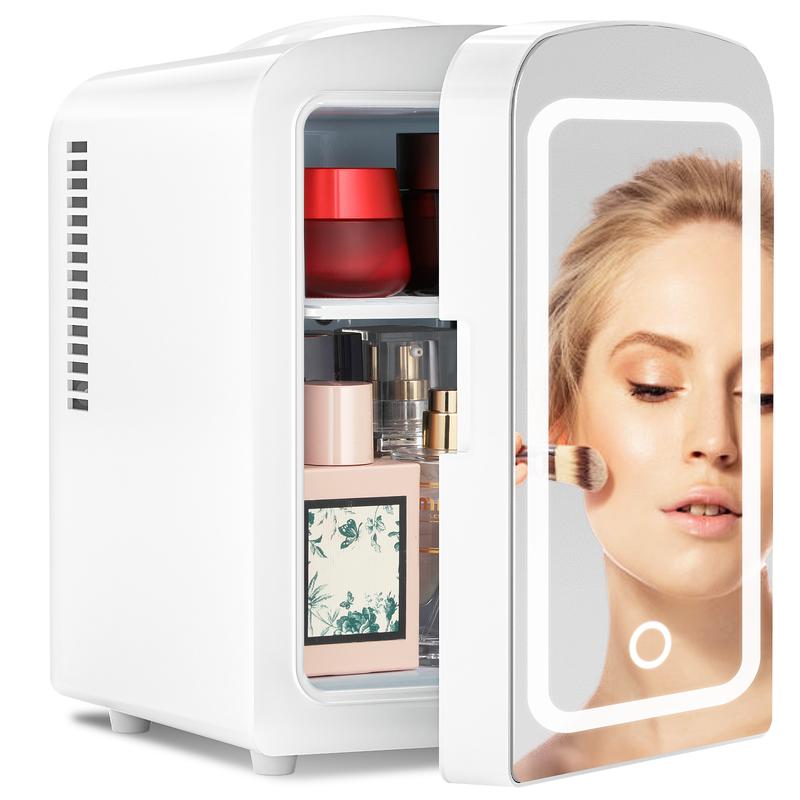 【Valentine's Day gifts】Antarctic Star Compact Refrigerator, Skincare Fridge With Dimmable LED Light Mirror,4L 12oz Capacity, Portable Small Refrigerator for Cosmetics, Skin Care and Food , Ideal for Bedroom, Car, Office & Dorm,Freon-Free & Eco Friendly