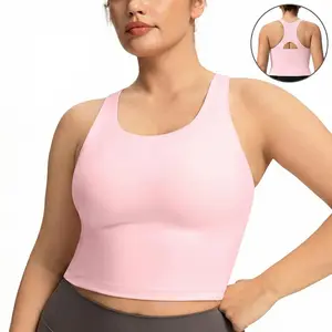 HSIA SoftBreeze Wirefree Lightly Padded Medium Support Breathable Sports Bra Yoga Gym Workout Racerback Longline Tank Top or Criss Cross Back Crop Top for 32D 40DDD