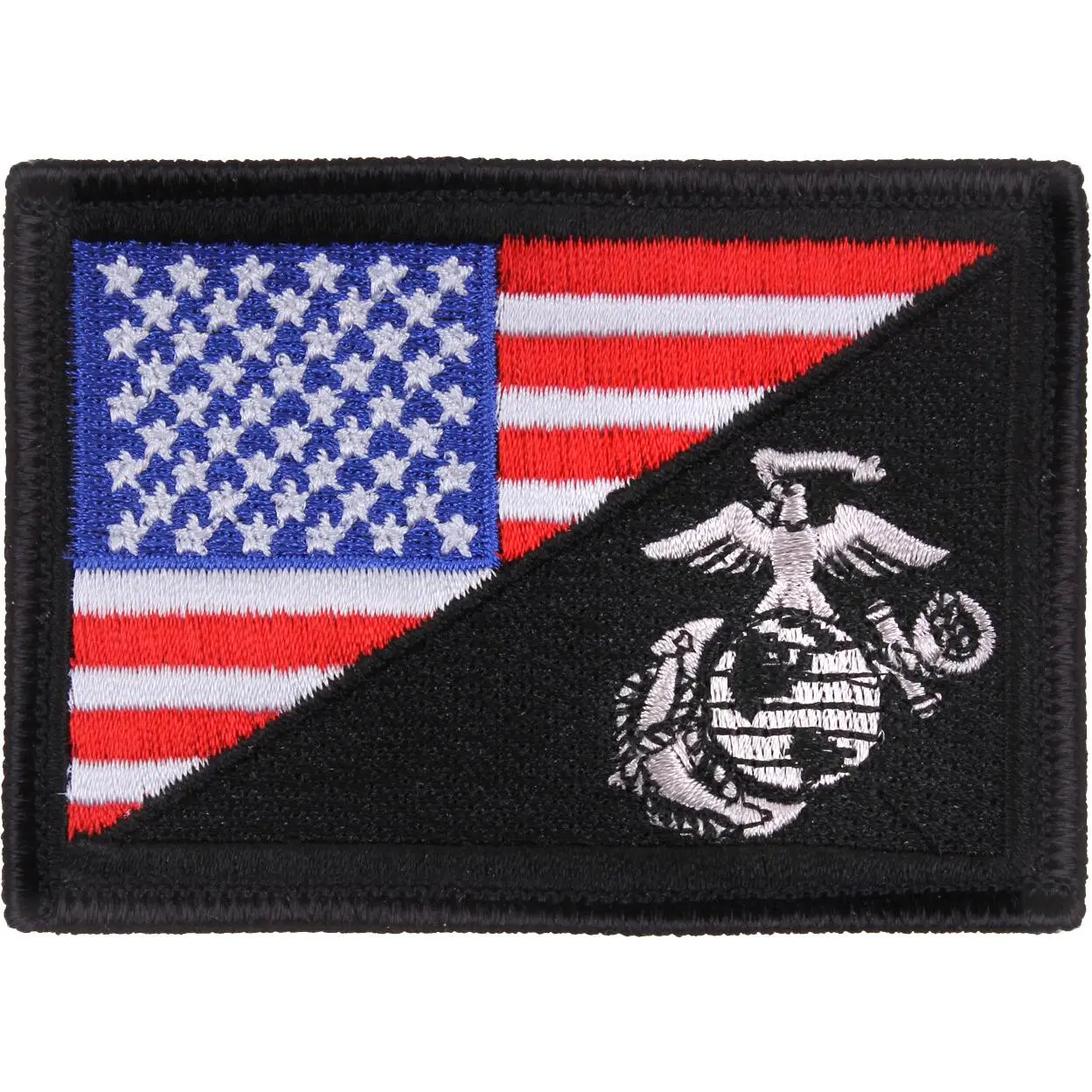 Red, White & Blue -  US Flag American U.S.M.C Globe & Anchor Hook Patch 3 3/8" x 2 3/8"