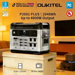 OUKITEL P2001 2048Wh Camping Power Station Run Mini Fridge Projector & Outdoor Grill Panel 1-Hour Fast Charge for Camping & Emergency Power travel rv