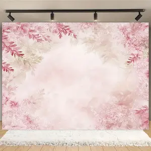 1pc Floral Backdrop Pink Design Fine Art Flower Photography Polyester for Photo Shoot Item Display Wedding Shower Birthday Anniversary