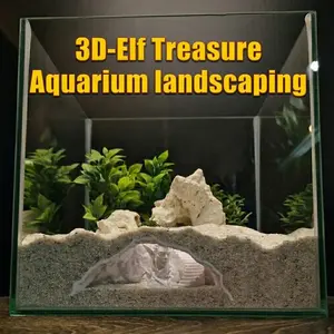 3D Sprite Treasure Tunnel Aquarium Eco Fish Hole, Dual-Channel Gravel Cave, Tropical Fish Shelter, Lizard Observation Tunnel, Aquascaping Decor