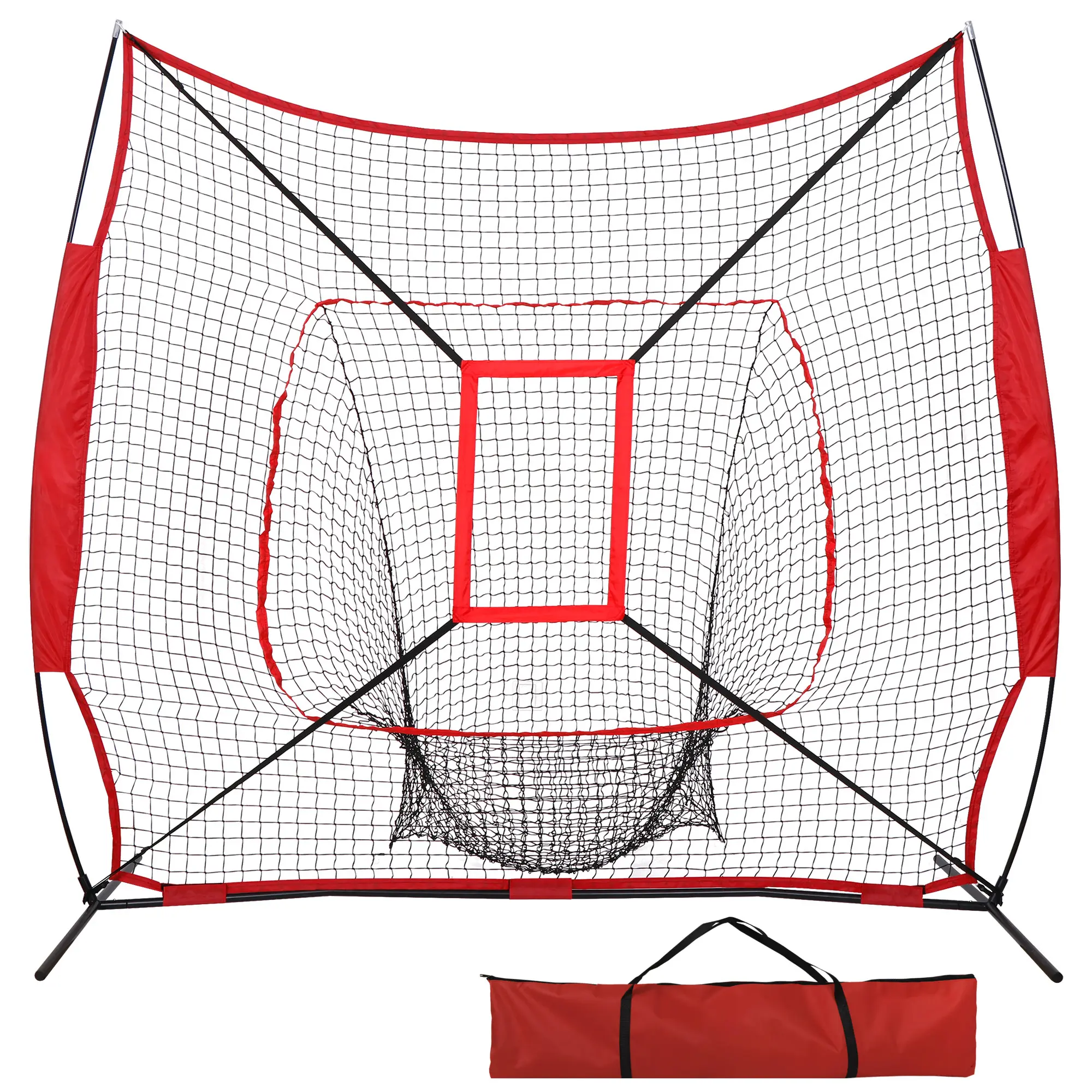 Zeny 7x7 Baseball Softball Practice Net, Portable Batting Equipment with Polyester Mesh, Strike Zone Target & Carry Bag for Pitching & Hitting Training, Batting Practice Equipment