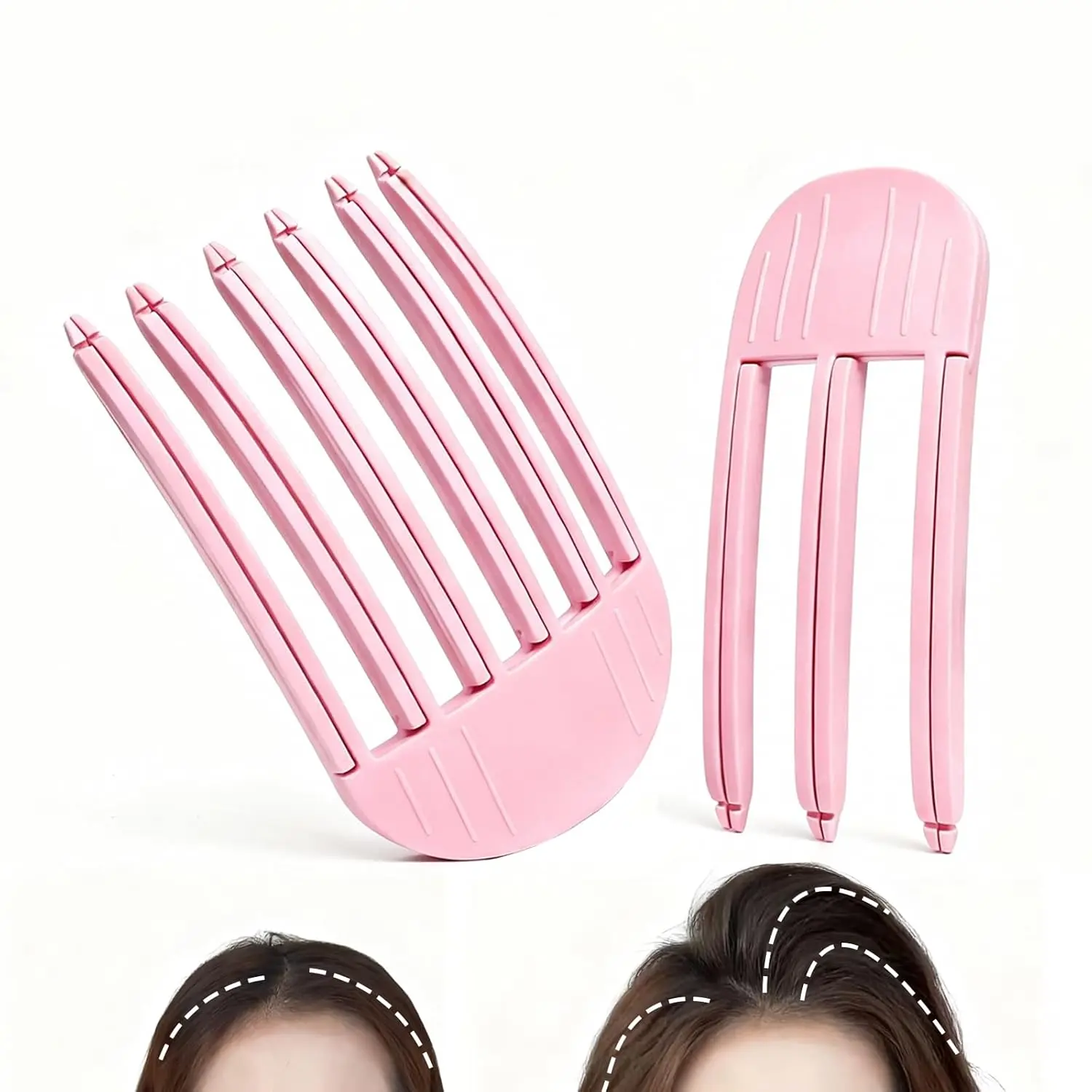 2-Pack Hair Volume Clip, Root Clips for Curly Hair Volume Lift | 6-Teeth and 3-Teeth Design, Heat-Resistant Pink Plastic, Root Lifter Hair Tool, Styling Accessory for Fine Strands