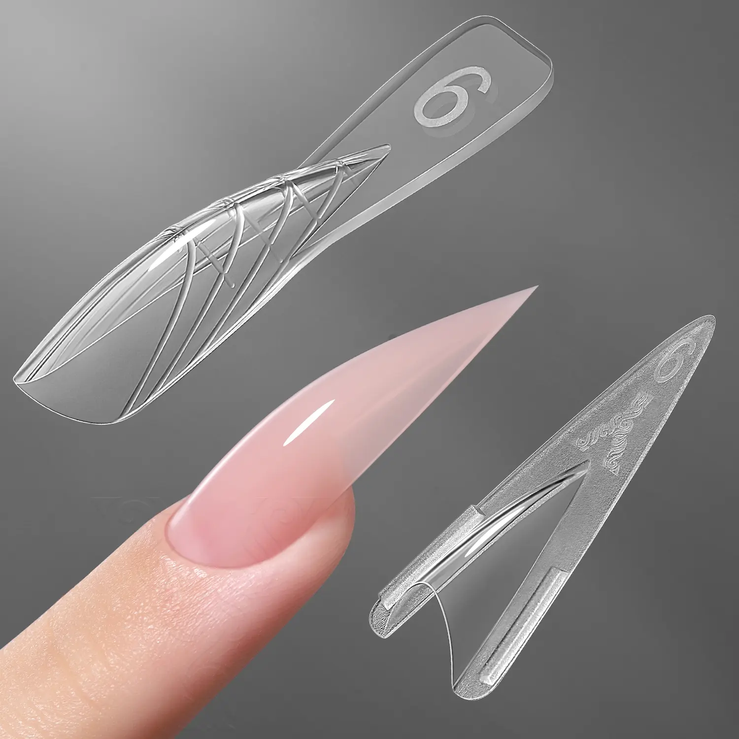 YOKEFELLOW Original Sandwich Nail Dual Forms IM222 Medium Stiletto 240Pcs Nail Mold for Quick Nails Extension, No Paper Forms Needed, 15 Sizes Plastic Form, Salon Nail Art Tools