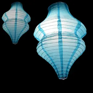 Turquoise Beehive Unique Shaped Paper Lantern, 10-inch x 14-inch