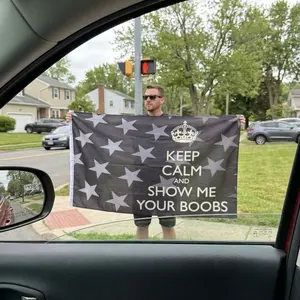 Keep Calm and Show Me Your B∞bs House Flags, Funny Banners, Funny House Flag, Funny America House Flag