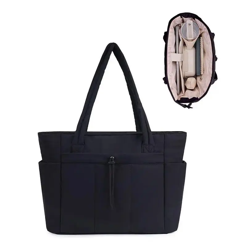 Women's Quilted Puffer Durable Commute Bag - Lightweight Fashion Tote, Travel-Ready Laptop Carrier for Daily Work, Women's Fashion, Plain, Female, Padded, Quilted Fabric, Chic