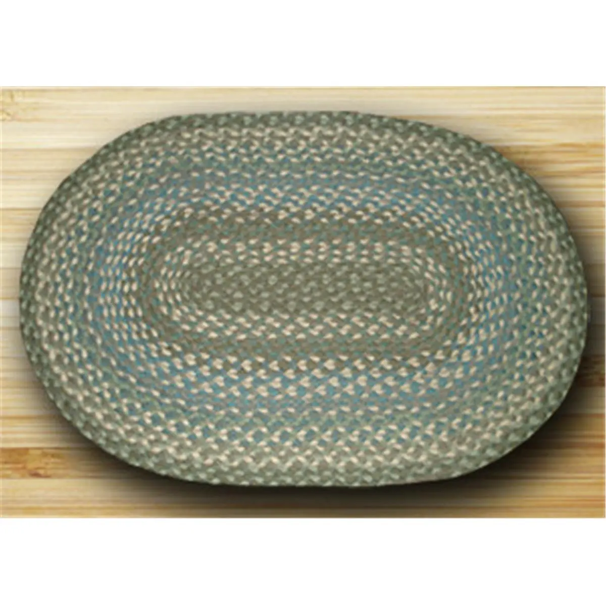 Oval Shaped Area Rug - 27 x 45 in, Sage, Ivory and Settlers Blue Household Textile Carpet