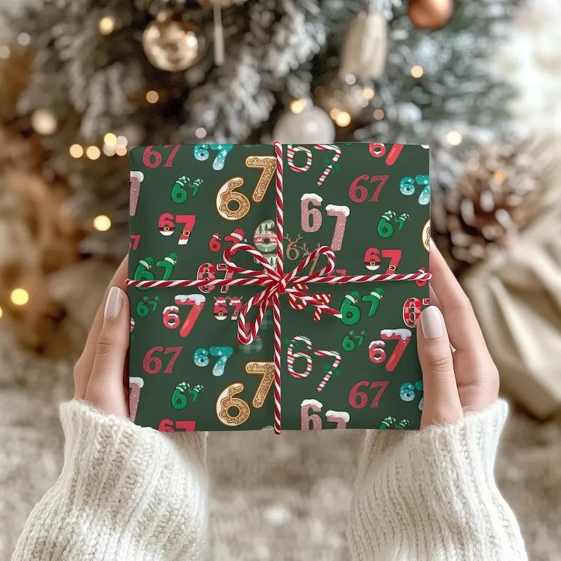 [ Sale off to 50% ] Wrapping Papers, 67 Meme Christmas Gift Wrap, Kids Funny Wrapping Paper, Unique Gift Wrap, Brain Rot, Gen A Meme, Holiday Gift Wrap, Festive