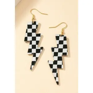 Lightning drop checkerboard earrings
