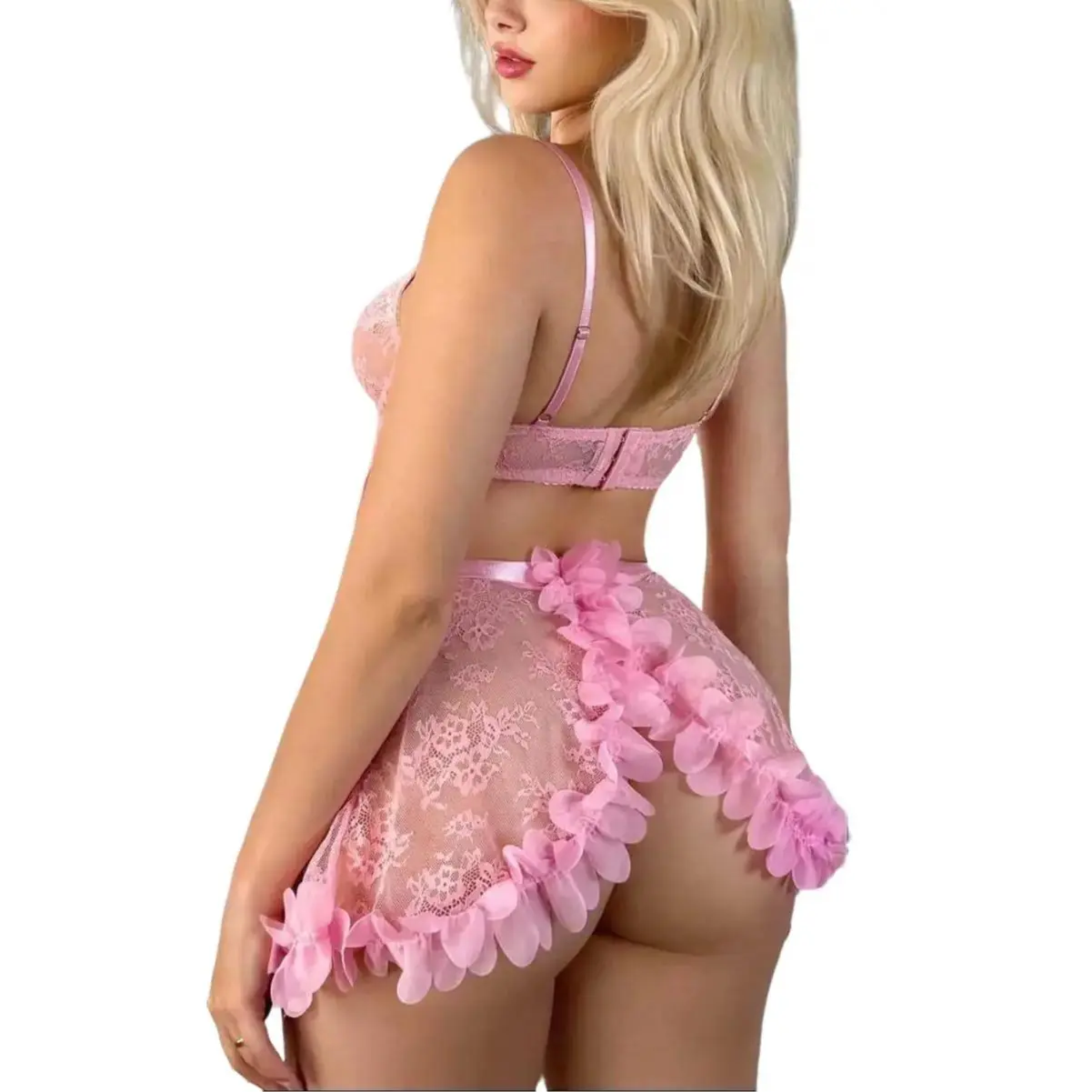 Flower Embroidered Lace Sexy Lingerie Set, Pink Strap - TikTok Shop Flower Embroidered Lace Sexy Lingerie Set, Pink Strap - TikTok Shop