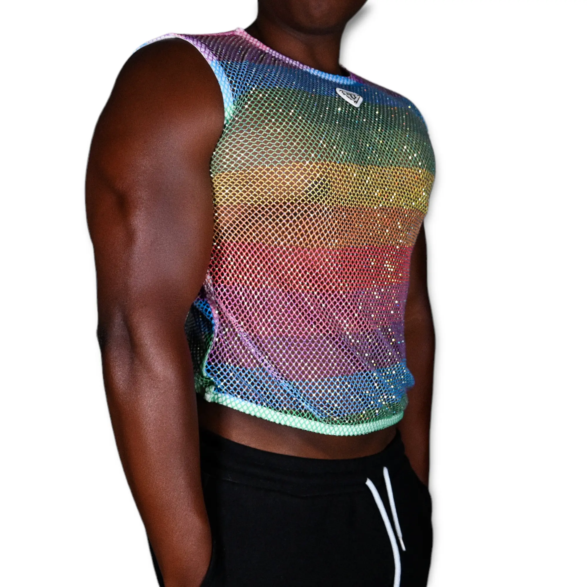 Gay flag MCE rhinestone crop top