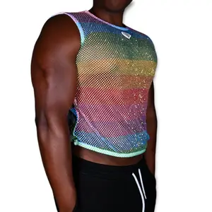Gay flag MCE rhinestone crop top