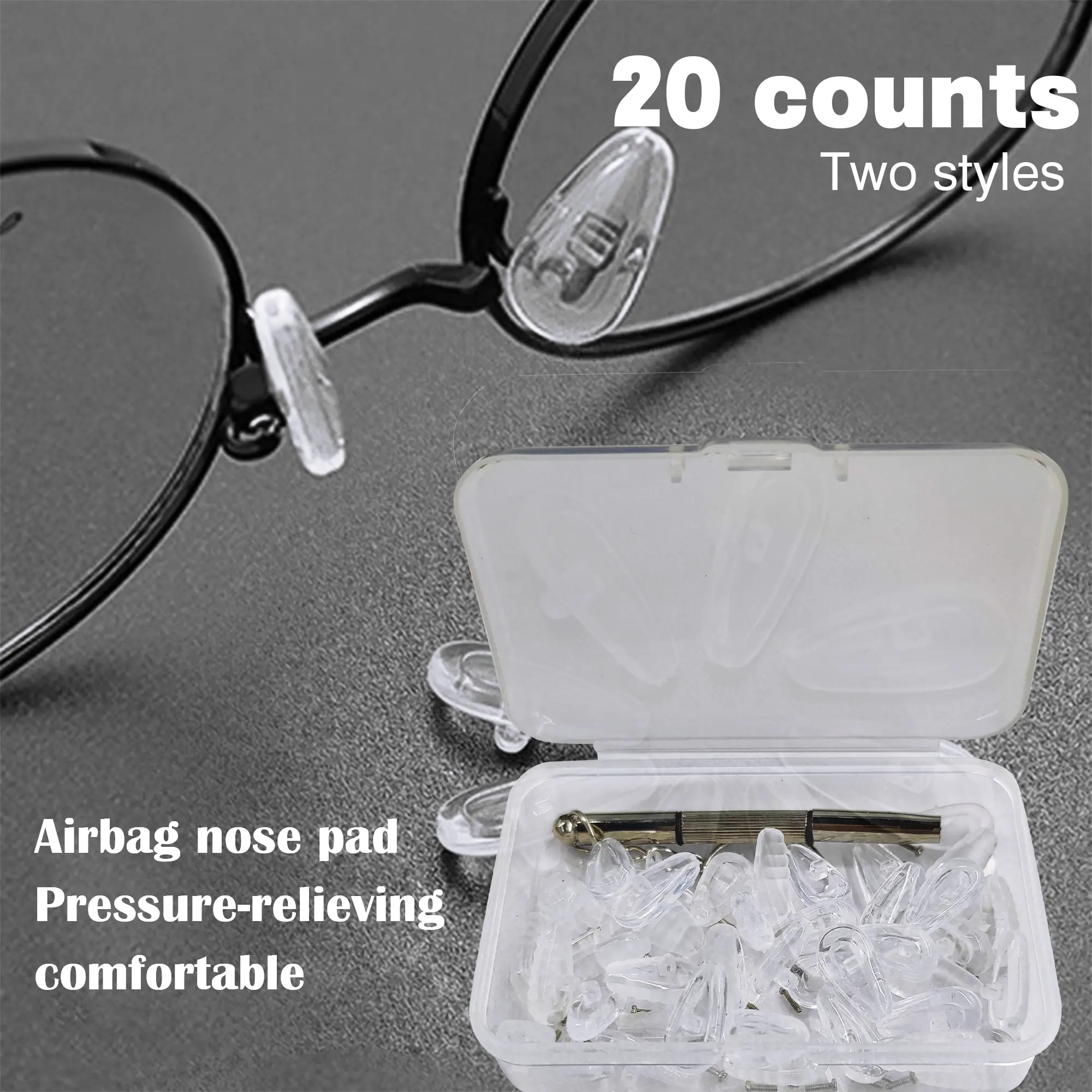 20 Counts Eyeglass Nose Pads, Anti-Slip Structure, Keeps Glasses Stable On Nose