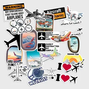 Sticker Pack 20 pcs Airplane Vinyl Stickers, Travel Aviation Waterproof Decals