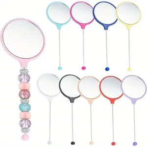 15pcs random beaded mirrors with blank , cute travel makeup, hand-held mirrors, dazzling makeup mirrors, portable hand mirrors, women's DIY jewelry making, beaded crafts, round