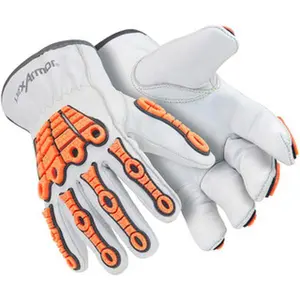 HexArmor Size L (9), ANSI Cut Lvl A5, Cut & Puncture Resistant Gloves Slip-On Cuff, White/Orange, Paired 4060-L (9)