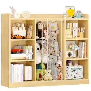 【Valentine's Day Gift】ONBRILL Toddler Stuffed Animal Zoo, Toy Storage Organizer for Playroom, Plush Toy Organizers and Storage, Book Shelf for Kids Rooms, Elastic Band Child Bookcase, Toy Shelf with 8 Storage Cubbies