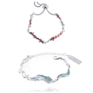 You are my prey! Hunting series, a touch of red, a touch of light blue, fashionable and versatile couple bracelets, niche design suitable for both men and women