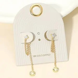 18K Gold Dipped Disc Drop Chain Earrings
