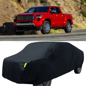 Fits For Toyota Tacoma Full Truck Car Cover Waterproof Full Exterior Pickup Cover Outdoor Sun UV Rain Dust Protection Black