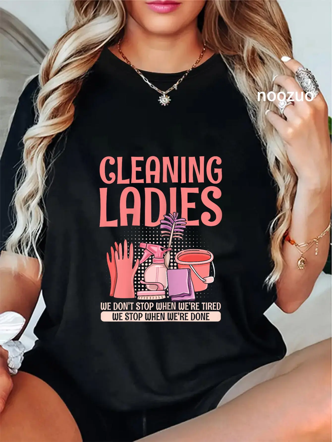 Unisex Funny Cleaning Lady Graphic T-Shirt, Vintage Style 100% Cotton Casual Short Sleeve Everyday Streetwear Tee, Top, Women, Tshirt, Round Neck, Cleaning Lady Theme
