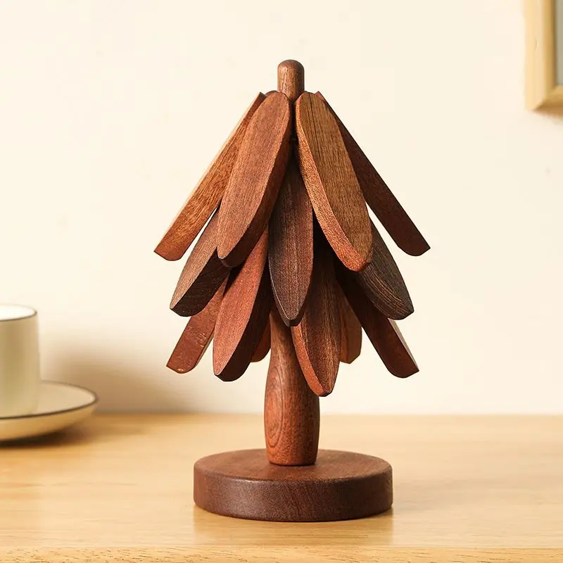 Natural Wooden Trivet Set, Heat-Resistant Anti-Scald Pad, Waterproof Non-Slip, Crack&mildew-Resistant, Ideal for Kitchen & Dining, Kitchen Decorative Placemat, Kitchenware