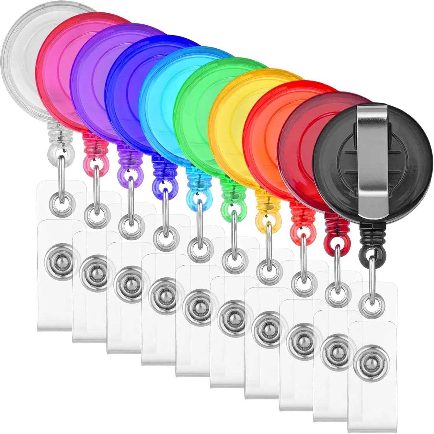 20-Pack Retractable ID Badge Reels with Snap Strap, Assorted Colors, Office Identification Badge Supplies for Securing Name Card Holders, Id Badge Supplies