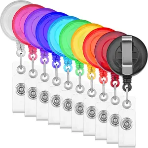 - - Retractable ID Badge Reels - Assorted Colors, 20 Pack - with Snap Strap to Secure Name Card Holder