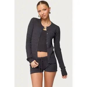 Nella Cable Knit Button Up Cardigan