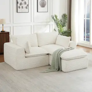 Reversible L-Shaped Loveseat sofa Cloud Boneless couch Couches for Living room Modern living Modular Sectional Sofa Oversized Plush Comfort Corduroy Fabric Multi Functional Usage furniture