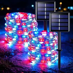 2 Pack Solar Copper Wire Fairy Lights | 39FT 100 LEDs Per Strand, 8 Lighting Modes Waterproof Outdoor String Lights for Garden, Patio & Christmas Tree