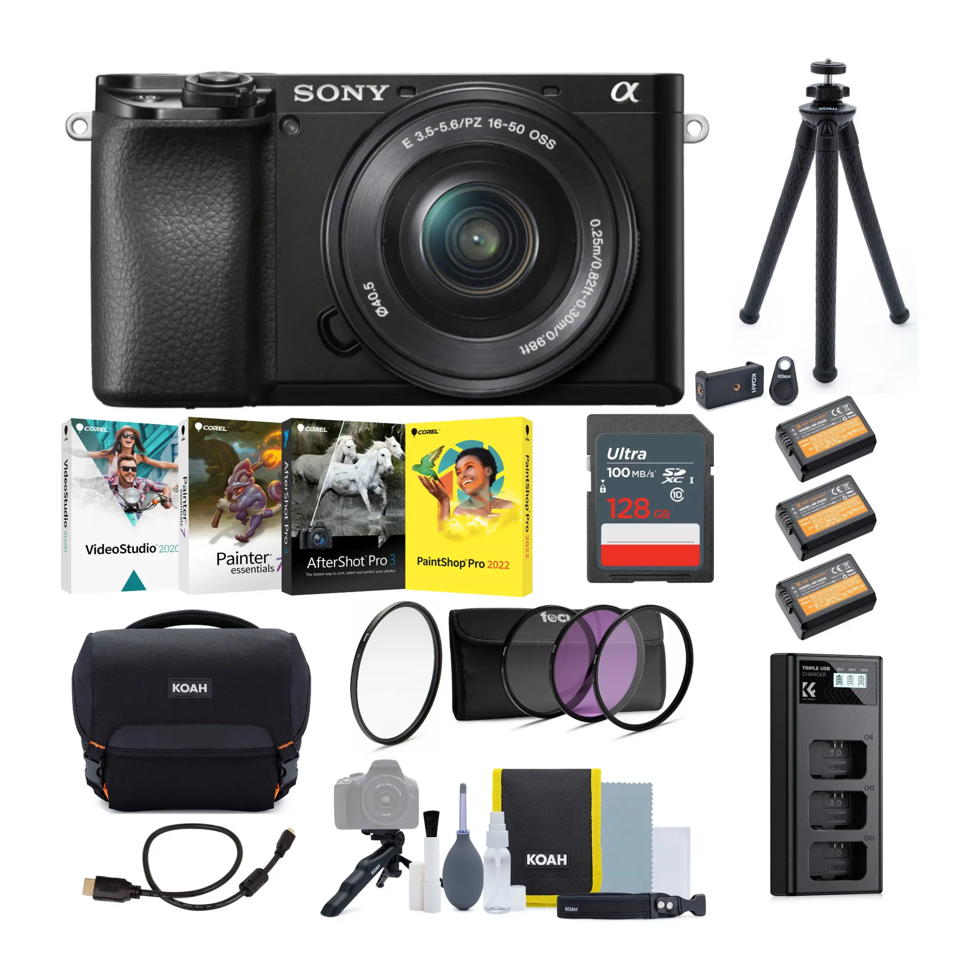 Sony Alpha a6100 APS-C Mirrorless Camera with 16-50mm Lens and Accessory Bundle