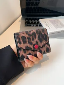 Women's PU Fabric Vintage Leopard Print Small Wallet Card Holder, Multi-Card Slots, Essential for Work, Birthday Gift, Fashionable and Portable, Vintage Style Wallet, Pu Leather Wallet, Trifold Wallet, Leopard Print Wallets