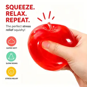 Shiny Apple Squeezable Toy, Slow-Rebound Toy, Stress Relief Toy, Finger Toy, Slow Rebound Squishies, Portable Relaxation Toy, Great Gift, Cute Transparent Design, Slow-Rebound Malt Ball Stress Relief Handheld Toy, Perfect for Office, Study, and Relax