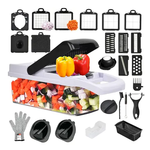 22 in 1  26in1 15in1  Vegetable Chopper with Container, 1 Set Vegetable Slicer Set, Household Multifunctional Vegetable Chopper, Fruit & Vegetable Utensils for Home Kitchen, Vegetable Cutting Slicer, Veggie Cutter [Package List as Picture Shown]