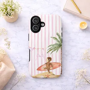 Funny Monkey Phone Case – Summer Surfing Cover for iPhone 17 Pro, 16, 15, 14, 13, 12, 11, Samsung S26, S25, S24, A16, A35, A55, Pixel 10, 9, 8