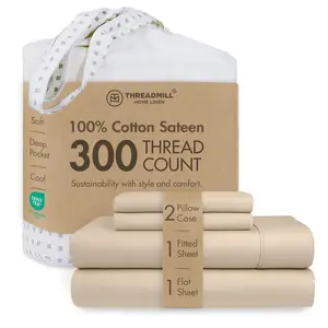 Threadmill Cotton Sheet Set 100% Cotton Sheets - 300 Thread Count Solid