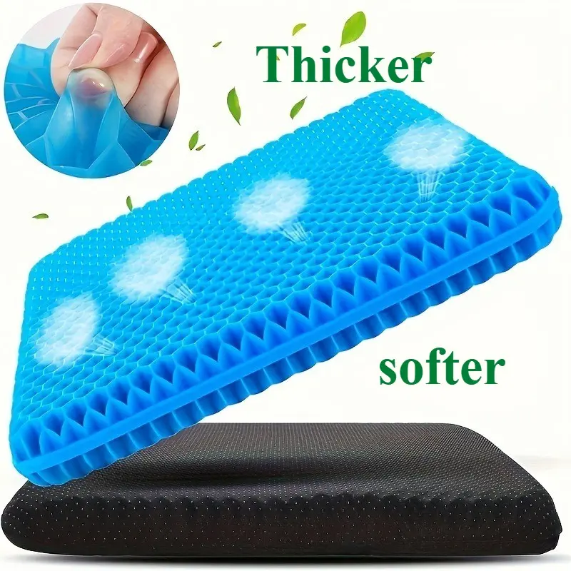 Extra Large Gel Honeycomb Seat Cushion, Thick Soft Breathable Anti-Slip Cooling Pad, Pressure Relief, Ideal for Wheelchair Office, Reduces Sweat and Pain