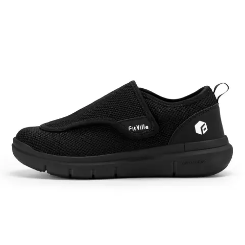 FitVille Men's EasyTop Wings V2 Extra Wide Diabetic-Safe Ankle-Length Casual Sports Shoes - Adjustable Velcro Slip-On Trainers, Cushioned Midsole, Stable Heel Support, Lightweight Sole for Everyday Walking & Athletic Footwear