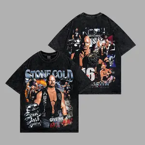 Stone Cold Give Me A Hell Yeah Premium Acid Washed 100% Cotton T-Shirt, WWE Attitude Era Legend T-Shirt, Austin 3 :16 Graphic Tee, WWE Fans Outfit, Fight Night Outfits
