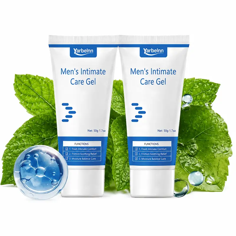 Yarbelnn Men' s Intimate Care Gel, Daily Gel Cleanser Made for Intimate Cleansing with 6 Kinds of Plant Extracts, Odor Control, Anti-Itch Relief, Soothing Sensitive Skin Nourishment, Light Freshness, Adults